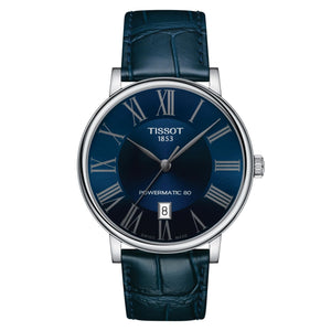 Buy Shop Tissot Carson Premium Powermatic 80 Blue Dial Blue Leather Strap Watch For Men - T122.407.16.043.00 USA Online