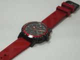 Burberry The City Chronograph Black Dial Red Rubber Strap Watch For Men - BU9805