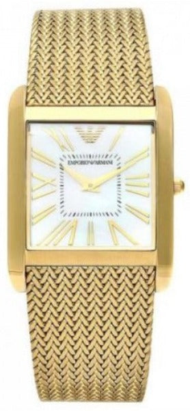 Buy Shop Emporio Armani Super Slim Quartz White DIal Gold Mesh Bracelet Watch For Women - AR2017 USA Online