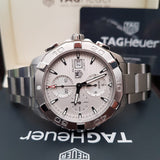 Tag Heuer Aquaracer Caliber 16 Automatic Chronograph White Dial Silver Steel Strap Watch for Men - CAY2111.BA0927