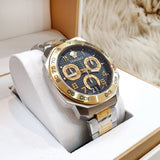 Buy Shop Versace Dylos Chronograph Black Dial Two Tone Steel Strap Watch for Men - VQC100016 USA Online