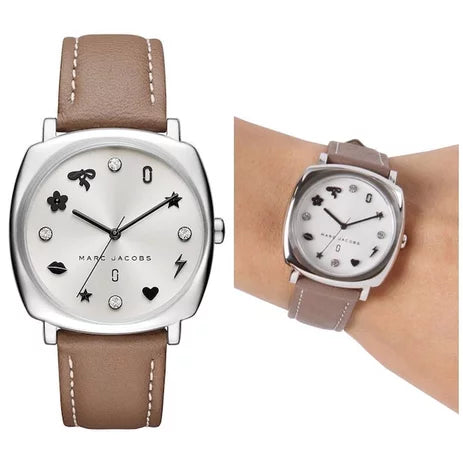 Buy Shop Marc Jacobs Mandy Silver Dial Brown Leather Strap Watch for Women - MJ1563 USA Online