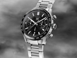 Buy Shop Tag Heuer Carrera Automatic Chronograph Black Dial Silver Steel Strap Watch for Men - CBN2A1B.BA0643 USA Online