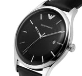 Buy Shop Emporio Armani Lambda Classic Quartz Black Dial Black Leather Strap Watch For Men - AR11020 USA Online