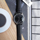 Buy Shop Emporio Armani Lambda Classic Quartz Black Dial Black Leather Strap Watch For Men - AR11020 USA Online
