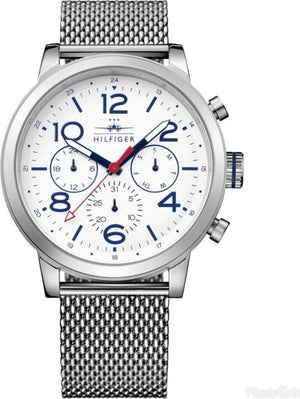 Buy Shop Tommy Hilfiger Jake Quartz White Dial Silver Mesh Bracelet Watch for Men - 1791233 USA Online