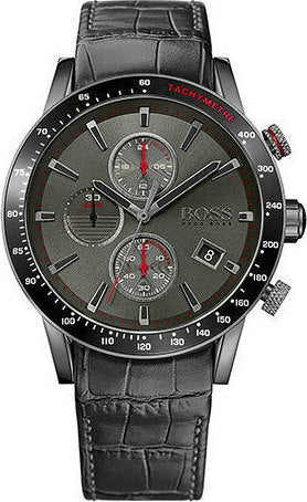 Buy Shop Hugo Boss Rafale Chronograph Grey Dial Black Leather Strap Watch For Men - HB1513445 USA Online