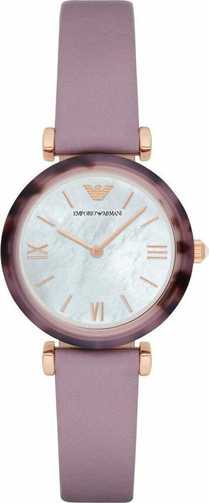 Buy Shop Emporio Armani Gianni Mother of Pearl Dial Purple Leather Strap Watch For Women - AR11003 USA Online