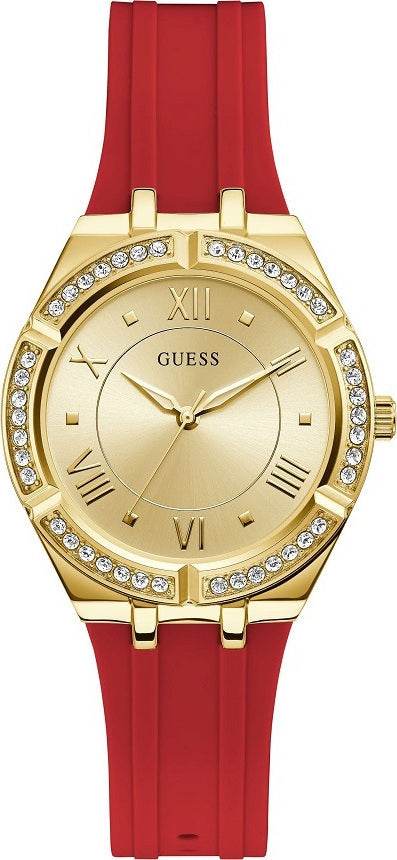 Buy Shop Guess Cosmo Diamonds Gold Dial Red Rubber Strap Watch for Women - GW0034L6 USA Online