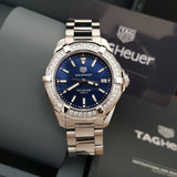 Buy Shop Tag Heuer Aquaracer Quartz Diamonds Blue Dial Silver Steel Strap Watch for Women - WAY131N.BA0748 USA Online