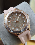 Buy Shop Michael Kors Runway Three Hand Crystal Pave Dial Pink Rubber Strap Watch For Women - MK6854 USA Online