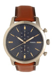 Buy Shop Fossil Townsman Chronograph Blue Dial Brown Leather Strap Watch for Men - FS5279 USA Online