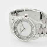 Buy Shop Michael Kors Lexington Lux Three Hand Mother of Pearl Silver Dial Silver Steel Strap Watch for Women - MK7445 USA Online