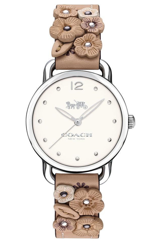 Buy Shop Coach Perry White Dial Brown Floral Leather Strap Watch for Women - 14502873 USA Online