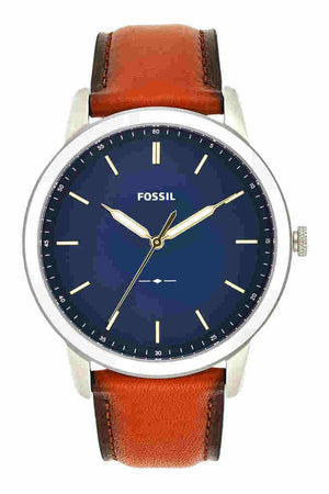 Buy Shop Fossil Minimalist Blue Dial Brown Leather Strap Watch for Men - FS5304 USA Online