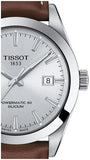 Buy Shop Tissot Gentleman Powermatic 80 Silicium Silver Dial Brown Leather Strap Watch For Men - T127.407.16.031.00 USA Online