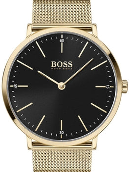Buy Shop Hugo Boss Horizon Quartz Black Dial Gold Mesh Bracelet Watch For Men - HB1513735 USA Online