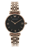 Buy Shop Emporio Armani Gianni T-Bar Black Dial Rose Gold Strap Watch For Women - AR11145 USA Online