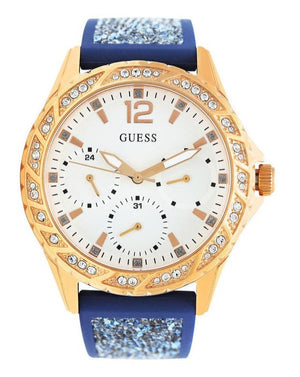 Buy Shop Guess Swirl Analog Quartz White Dial Blue Rubber Strap Watch for Women - W1096L4 USA Online