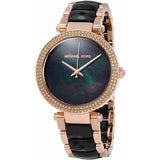 Buy Shop Michael Kors Parker Mother of Pearl Black Dial Two Tone Steel Strap Watch for Women - MK6414 USA Online