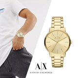 Armani Exchange Cayde Analog Gold Dial Gold Steel Strap Watch For Men - AX2707