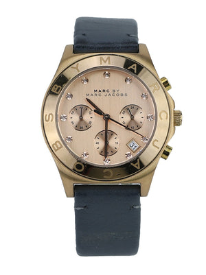 Buy Shop Marc Jacobs Blade Chronograph Rose Gold Dial Black Leather Strap Watch for Women - MBM1188 USA Online