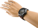Buy Shop Fossil Townsman Automatic Skeleton Black Dial Brown Leather Strap Watch for Men - ME3181 USA Online