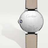Buy Shop Cartier Ballon Bleu de Cartier Silver Dial Black Leather Strap Watch for Men - WSBB0026 USA Online
