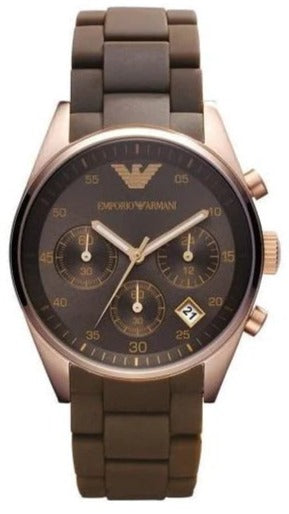 Buy Shop Emporio Armani Sportivo Chronograph Brown Dial Brown Silicone Strap Watch For Men - AR5891 USA Online