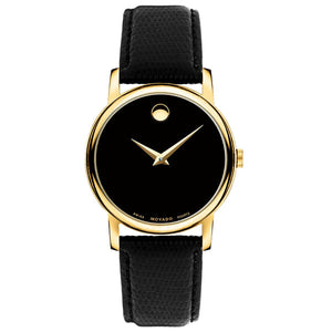 Buy Shop Movado Museum Black Dial Black Leather Strap Watch For Men - 2100005 USA Online