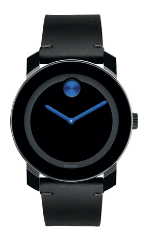 Buy Shop Movado Bold TR90 Black Dial Black Leather Strap Watch For Men - 3600307 USA Online