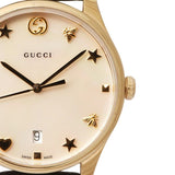 Buy Shop Gucci G-Timeless Mother of Pearl Dial Black Leather Strap Watch For Women - YA1264044 USA Online