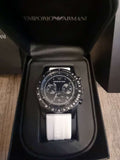 Buy Shop Emporio Armani Sportivo Chronograph Black Dial White Rubber Strap Watch For Men - AR6112 USA Online