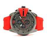 Buy Shop Diesel Mega Chief Chronograph Black Dial Red Silicone Strap Watch For Men - DZ4427 USA Online
