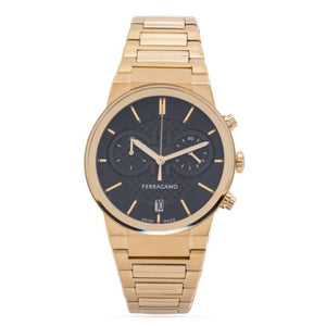 Buy Shop Salvatore Ferragamo Sapphire Chrono Black Dial Gold Steel Strap Watch for Men - SFME01323 USA Online