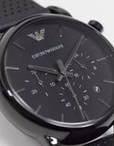 Buy Shop Emporio Armani Luigi Chronograph Black Dial Black Leather Strap Watch For Men - AR1737 USA Online
