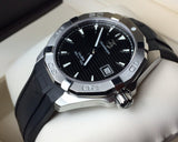 Tag Heuer Aquaracer Automatic Caliber 5 Black Dial Black Rubber Strap Watch for Men - WAY2110.FT8021