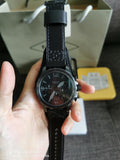 Buy Shop Fossil Nate Chronograph Black Dial Black Leather Strap Watch for Men - JR1510 USA Online