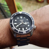 Buy Shop Seiko 5 Sports Automatic Day Date Black Dial Silver Steel Strap Watch for Men - SRPD55K1 USA Online