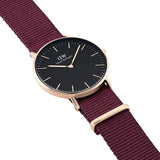 Buy Shop Daniel Wellington Classic Roselyn Black Dial Maroon Nylon Strap Watch For Women - DW00100273 USA Online