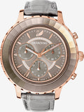 Swarovski Octea Lux Chrono Grey Dial Grey Leather Strap Watch for Women - 5452495