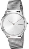Buy Shop Calvin Klein Minimal Silver Dial Silver Mesh Bracelet Watch for Women - K3M2212Z USA Online