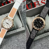 Buy Shop Guess Swirl Quartz Silver Dial White Rubber Strap Watch For Women - W1096l2 USA Online