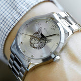 Buy Shop Gucci G Timeless Silver Dial Silver Steel Strap Watch For Women - YA1264095 USA Online