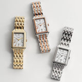 Fossil Raquel Three Hand Date White Dial Gold Steel Strap Watch For Women - ES5220