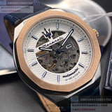 Buy Shop Maserati Stile Automatic Limited Edition White Dial Blue Leather Strap Watch For Men - R8821142001 USA Online