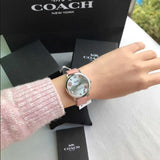 Coach Tatum White Dial Pink Leather Strap Watch For Women - 14502799