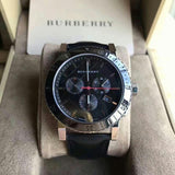 Buy Shop Burberry The City Chronograph Ion Plated Grey Dial Grey Leather Strap Watch for Men - BU9384 USA Online