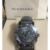 Buy Shop Burberry The City Chronograph Ion Plated Grey Dial Grey Leather Strap Watch for Men - BU9384 USA Online