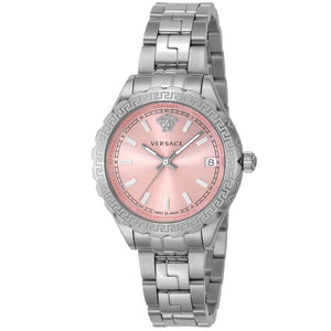 Buy Shop Versace Hellenyium Pink Dial Silver Steel Strap Watch for Women - V12010015 USA Online